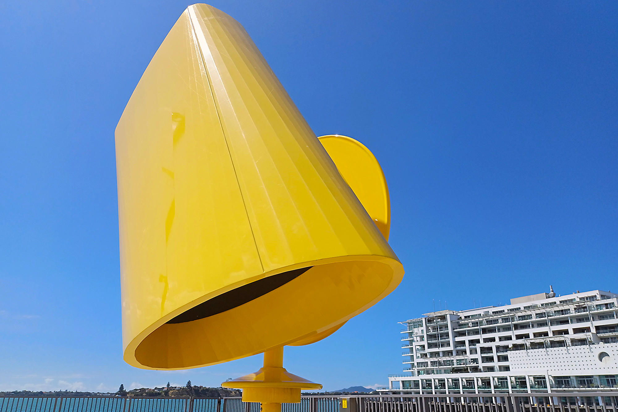 The Rainbow Machine at Hobson Warf, looking north east toward Rangitoto